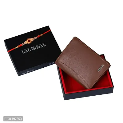 BAGMAN Rakhi Gift Hamper for Brother - Classic Men's Leather Wallet, and Rakhi Combo Gift Set for Brother (TAN)-thumb4