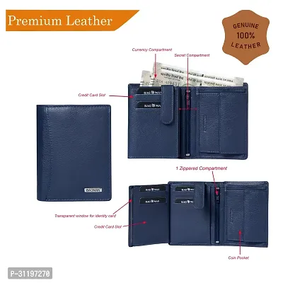 BAGMAN Rakhi Gift Hamper for Brother - Classic Mens Leather Wallet, and Rakhi Combo Gift Set for Brother (BLUE)-thumb3