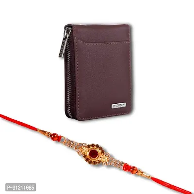 BAGMAN Card Wallet for Men, Rakhi Combo Set for Brother | Mens Wallet (MAROON)-thumb0