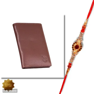 BAGMAN Rakhi Hamper, Mens Leather Card Wallet for Brother Combo Set | Mens Wallet | card Holder (MAROON)