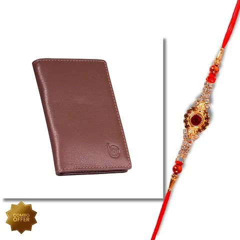 BAGMAN Rakhi Hamper, Mens Leather Card Wallet for Brother Combo Set | Mens Wallet | card Holder (MAROON)