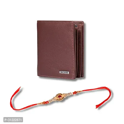 BAGMAN Rakhi Gift Set for Brother - Premium Men's Combo | Gift Set of Leather Wallet, Rakhi for Brother (MAROON)