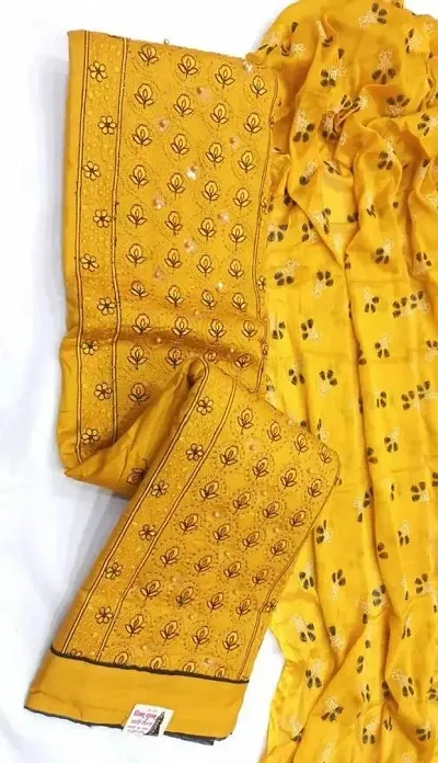 Elegant Embroidered Dress Material with Dupatta For Women