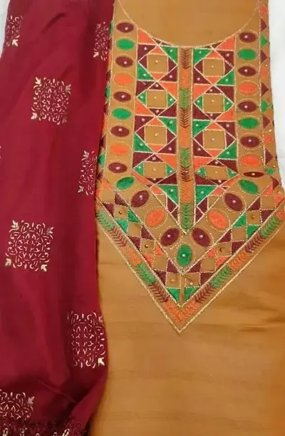 Elegant Embroidered Dress Material with Dupatta For Women