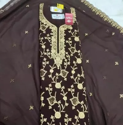 Elegant Embroidered Dress Material with Dupatta For Women