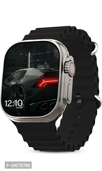 T800 ultra smart watch with wireless charging Smartwatch BLACK (Orange Alpine Strap, For All)