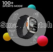 T800 ultra smart watch with wireless charging Smartwatch BLACK (Orange Alpine Strap, For All)-thumb2