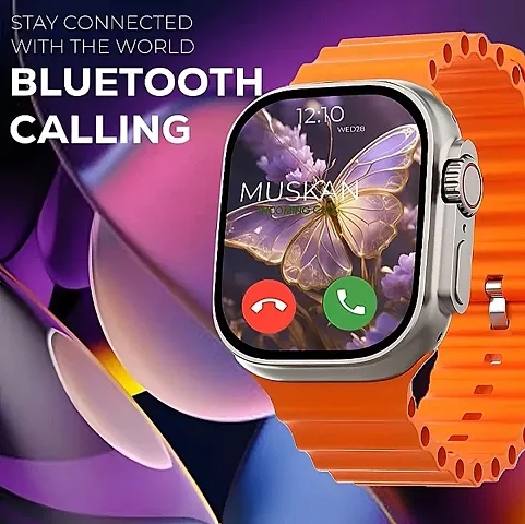 New S8 ULTRA 4G Smart Watch BT Calling, T800 Ultra Smartwatch  (Orange Strap, Free Size)