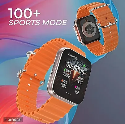 New S8 ULTRA 4G Smart Watch BT Calling, T800 Ultra Smartwatch  (Orange Strap, Free Size)-thumb5