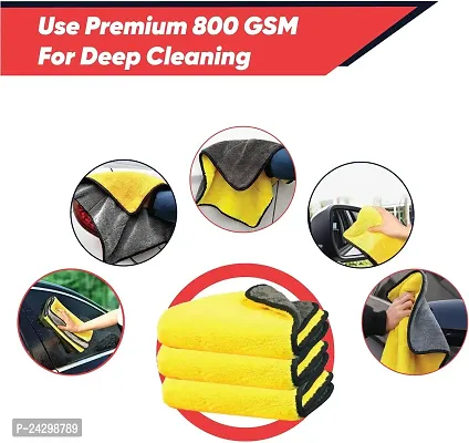 Gomechanic Microfiber Vehicle Washing Cloth (Pack Of 3, 800 GSM)-thumb3