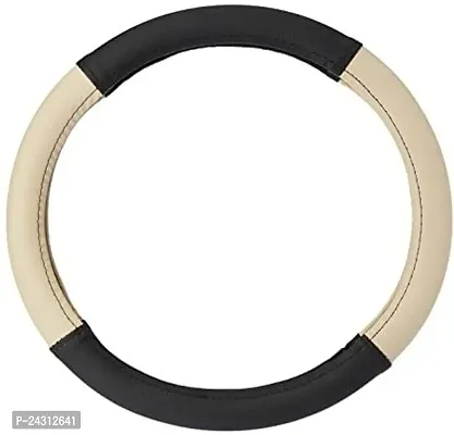 Etradezone Hand Stiched Steering Cover For Maruti Alto 800 (Black, Beige, Leatherite)-thumb2