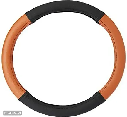 Etradezone Hand Stiched Steering Cover For Renault Universal For Car (Black, Tan, Leatherite)-thumb2