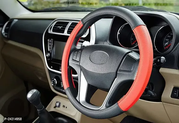 SEMAPHORE Steering Cover For Hyundai Sonata (Black Red, Leatherite)-thumb2