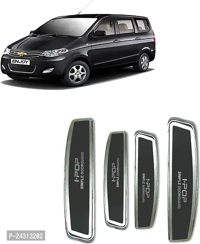 Etradezone Plastic Car Door Guard (Black, Silver, Pack of 4, Chevrolet, Enjoy)