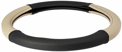 SEMAPHORE Steering Cover For Hyundai Verna (Black Beige, Leatherite)-thumb2