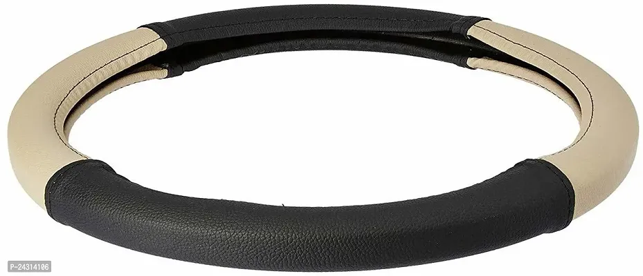 SEMAPHORE Steering Cover For Hyundai Verna (Black Beige, Leatherite)-thumb3