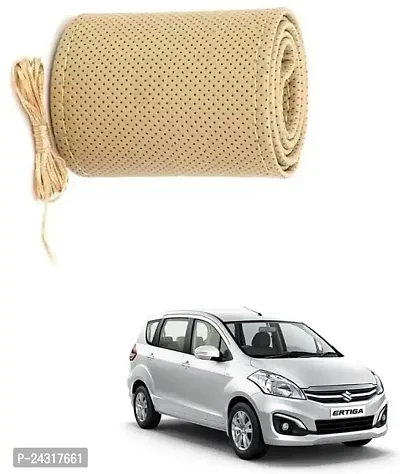 s mangalam Hand Stiched Steering Cover For Maruti Ertiga (beige, Leather)-thumb0