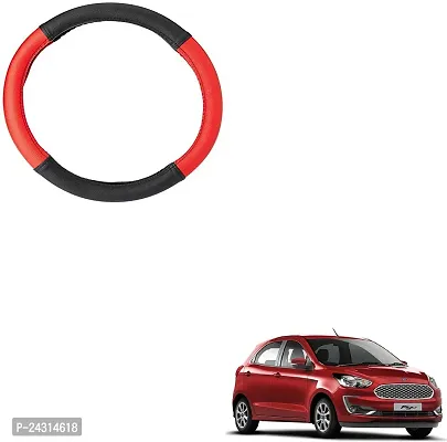 SEMAPHORE Steering Cover For Ford Figo (Black Red, Leatherite)