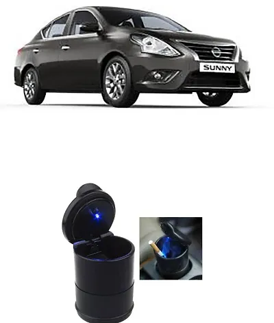 Stylish Car Black Colour Ashtray with Blue LED light Universal Decorative item suitable for Honda City i-vtec 2009 onward