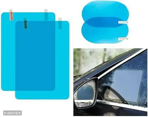 NITYA INTERNATIONAL Square and Oval Car Accessories Waterproof Anti Fog Film Rainproof Mirror Film Car Mirror Rain Blocker (Blue)