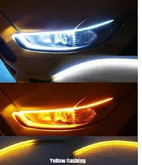 ACCESSOREEZ 60cm length LED Light Soft neon headlight design Article Lamp Daytime Car Fancy Lights with yellow indicator for cars Car Fancy Lights (White, Yellow) Car Fancy Lights (White, Yellow)-thumb2