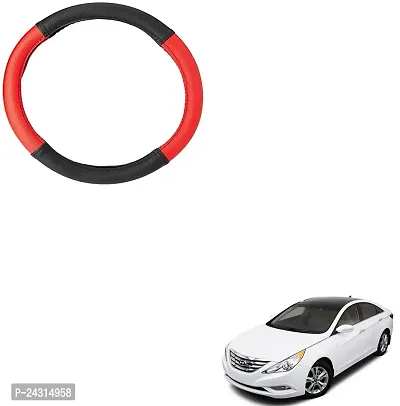 SEMAPHORE Steering Cover For Hyundai Sonata (Black Red, Leatherite)
