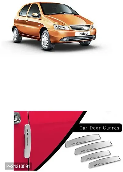 Etradezone Plastic Car Door Guard (Silver, Pack of 4, Tata, Indica)