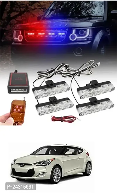 Etradezone Car 4 X4 Grill LED Police Flasher Light for Sail U-VA Car Fancy Lights (Multicolor)
