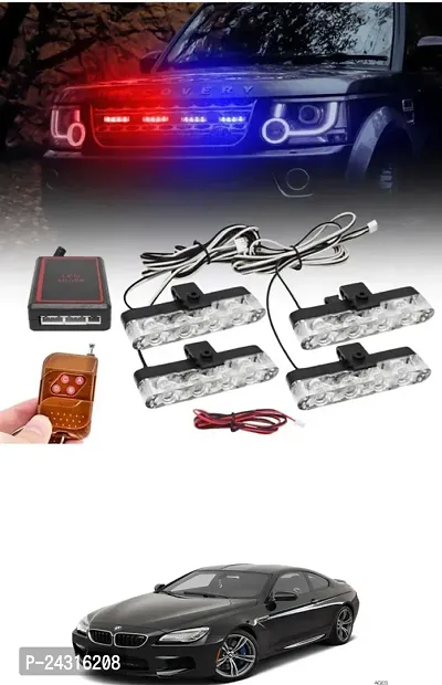 Etradezone Car 4 X4 Grill LED Police Flasher Light for Clio Car Fancy Lights (Multicolor)