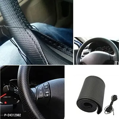 s mangalam Hand Stiched Steering Cover For Maruti Creta, WagonR, Baleno, Etios Liva (black, Leather)-thumb0