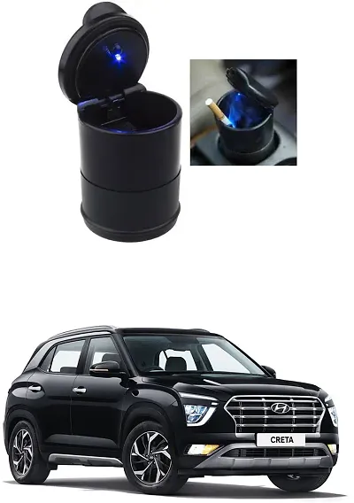 Stylish Car Black Colour Ashtray with Blue LED light Universal Decorative item suitable for Toyota Etios Cross