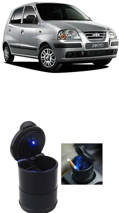 Stylish Car Black Colour Ashtray with Blue LED light Universal Decorative item suitable for Honda City i-vtec 2009 onward