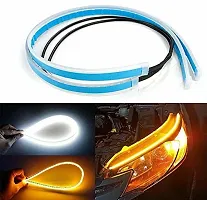 ACCESSOREEZ 60cm length LED Light Soft neon headlight design Article Lamp Daytime Car Fancy Lights with yellow indicator for cars Car Fancy Lights (White, Yellow) Car Fancy Lights (White, Yellow)-thumb1