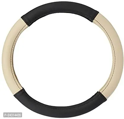 Etradezone Hand Stiched Steering Cover For Fiat Palio (Black, Beige, Leatherite)-thumb0