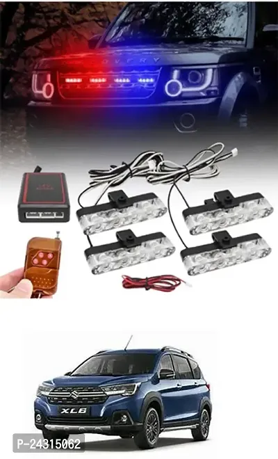 Etradezone Car 4 X4 Grill LED Police Flasher Light for Touareg Car Fancy Lights (Multicolor)