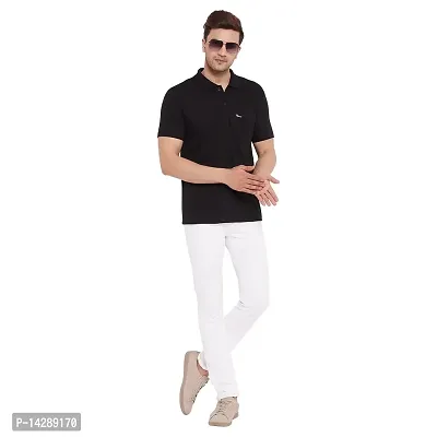 LYCOS Men's Cotton Half Sleeves Polo Neck Solid T-shirt-2800-thumb5