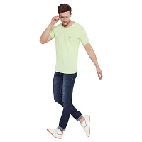 LYCOS Men's Cotton Half Sleeve Solid V-Neck T-shirt-3000-TEAGREEN_3XL Green-thumb4