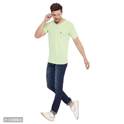 LYCOS Men's Cotton Half Sleeve Solid V-Neck T-shirt-3000-TEAGREEN_3XL Green-thumb5