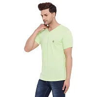 LYCOS Men's Cotton Half Sleeve Solid V-Neck T-shirt-3000-TEAGREEN_S Green-thumb2