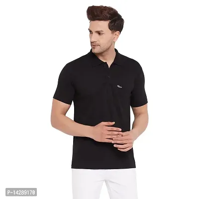 LYCOS Men's Cotton Half Sleeves Polo Neck Solid T-shirt-2800-thumb0