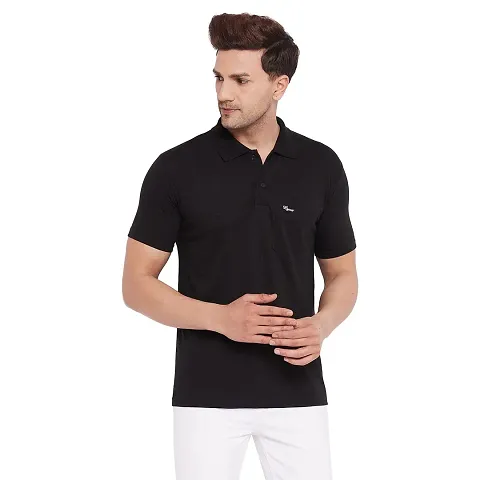 LYCOS Men's Half Sleeves Polo Neck Solid T-shirt-2800