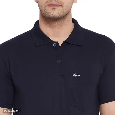 LYCOS Men's Cotton Half Sleeves Polo Neck Solid T-shirt-2800-thumb4