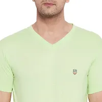 LYCOS Men's Cotton Half Sleeve Solid V-Neck T-shirt-3000-TEAGREEN_S Green-thumb3