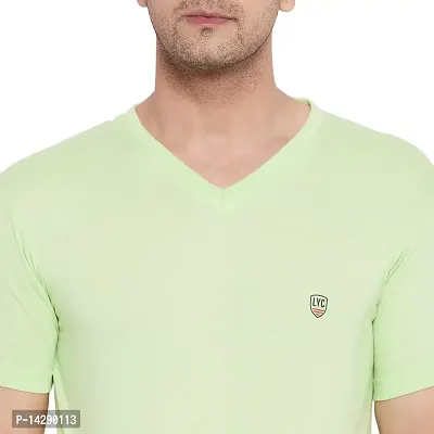 LYCOS Men's Cotton Half Sleeve Solid V-Neck T-shirt-3000-TEAGREEN_S Green-thumb4