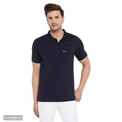 LYCOS Men's Cotton Half Sleeves Polo Neck Solid T-shirt-2800