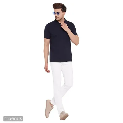 LYCOS Men's Cotton Half Sleeves Polo Neck Solid T-shirt-2800-thumb5