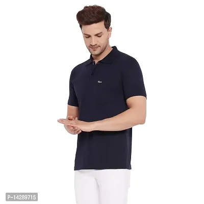 LYCOS Men's Cotton Half Sleeves Polo Neck Solid T-shirt-2800-thumb2