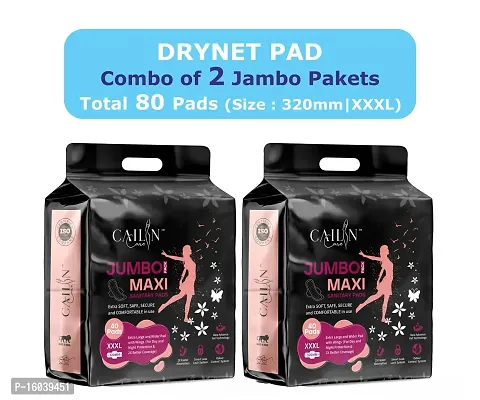 Extra Dry  Extra Long Sanitary Napkin With Wings Sanitary Pad (Size - 320mm | XXXL) (Combo of 2 Packet) (Total 80 Pads)-thumb0