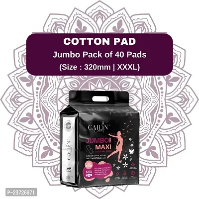 Cailin Care Soft Cotton Rashfree Sanitary Napkin Sanitary Pads (Size - 320mm | XXXL) (Combo of 1 Packet) (Total 40 Pads)-thumb0