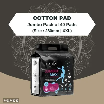 Cailin Care Soft Cotton Heavy Flow Protection Sanitary Napkin Sanitary Pads (Size - 280mm | XXL) (1 Packet) (Total 40 Pads)-thumb0